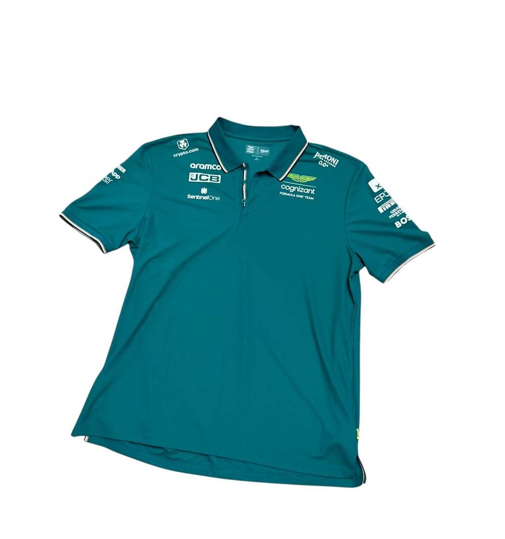 Aston Martin Aramco Cognizant F1 2023 Official Men's Team Polo Shirt - Green